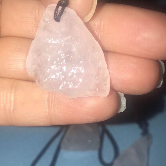 Rose quartz raw stone necklace on 24” cord - Picture 2 of 2